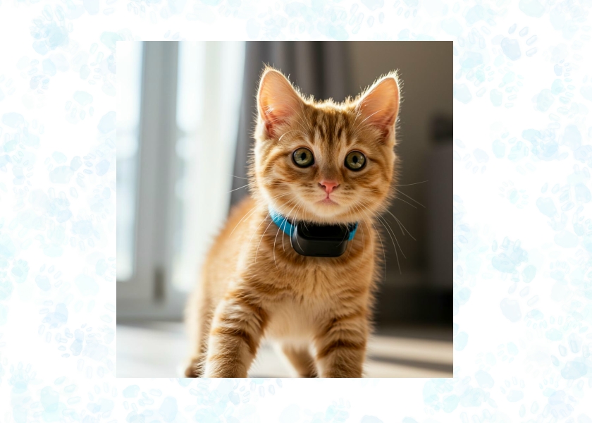 GPS Trackers ginger cat wearing gps collar - gps trackers for cats